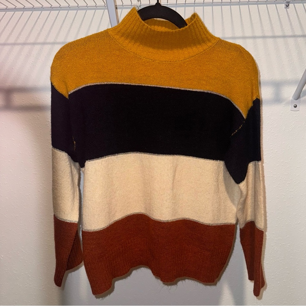 DRESSBARN Striped Mockneck Sweater PETITE SMALL